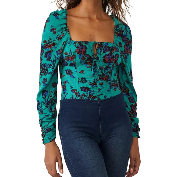 Free People Tops - Free People Hilary Printed top green combo NWT